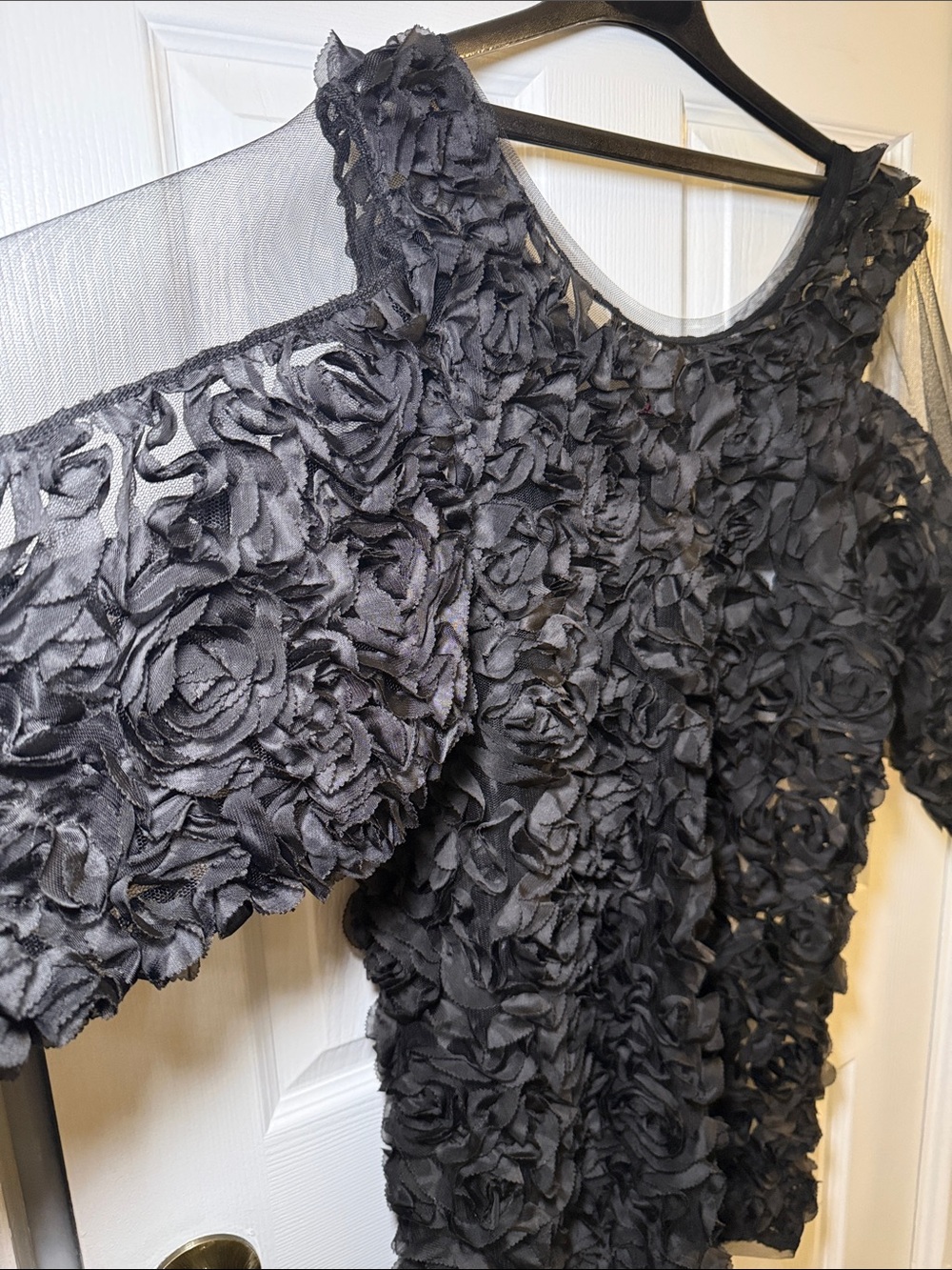 Avant Garde Floral Appliqué Mesh Top Dark Coquette Tunic